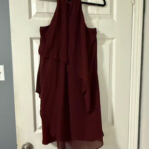 Le Chateau Red Asymmetrical Halter Sundress